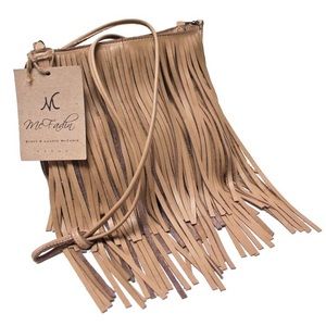 Mcfadin Genuine Leather Beige Fringe Bag
